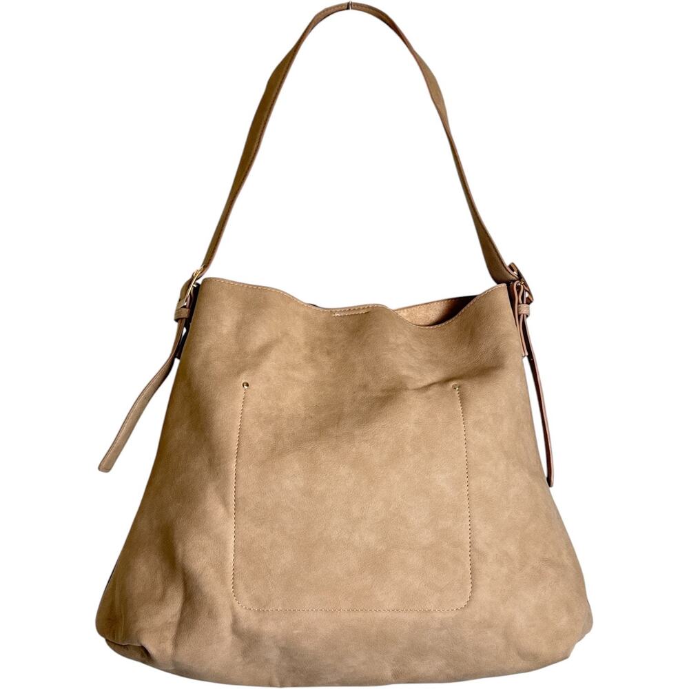 Universal Thread Tan Faux Leather Hobo Shoulder Bag Slouchy Adjustable Strap - Picture 2 of 9